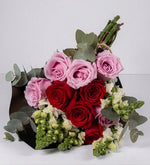 Ramo 5 Rosas Rojas, 5 Rosas Claritas y Perrito - En Papel Negro